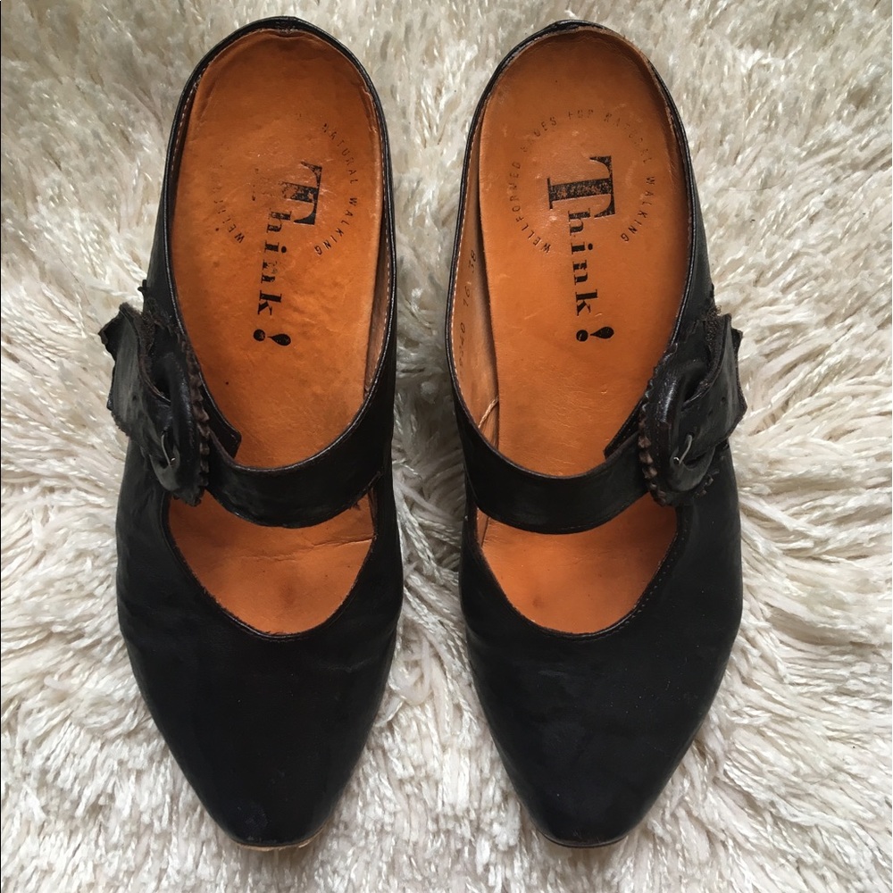 Think Brand black leather clog size 7